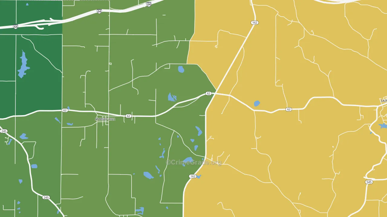 Mariah Hill, IN Map of Vehicle Theft Rates