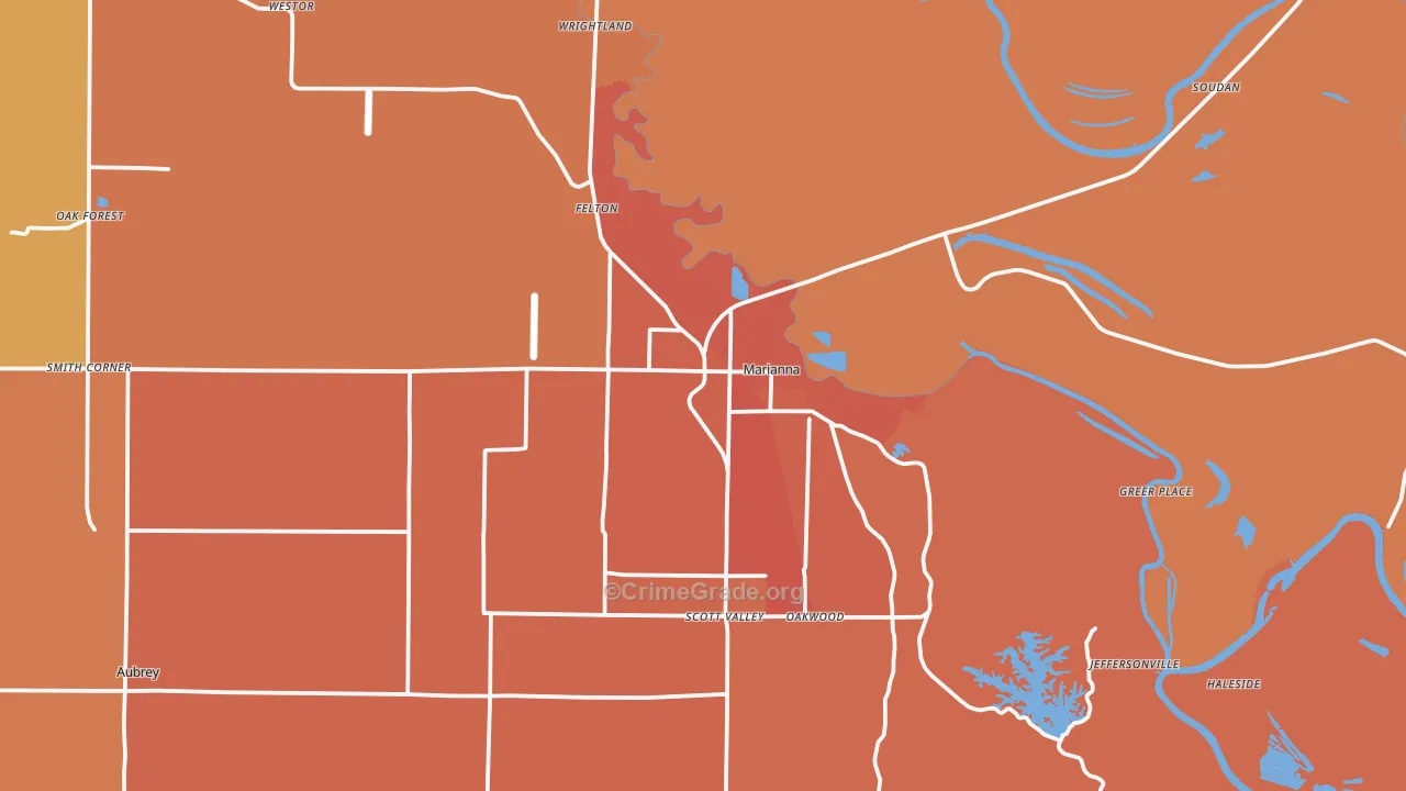 Marianna, AR Map of Vehicle Theft Rates