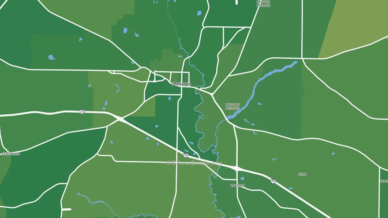 Marianna, FL Map of Vehicle Theft Rates