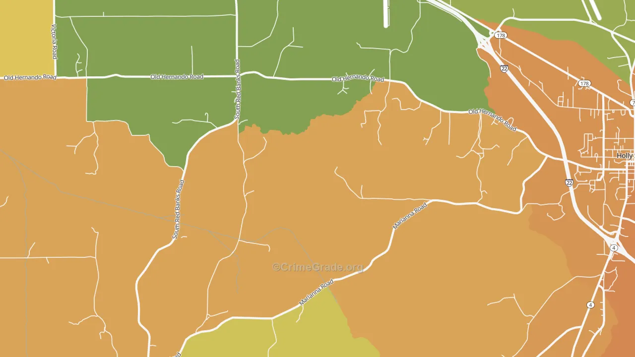 Marianna, MS Map of Vehicle Theft Rates