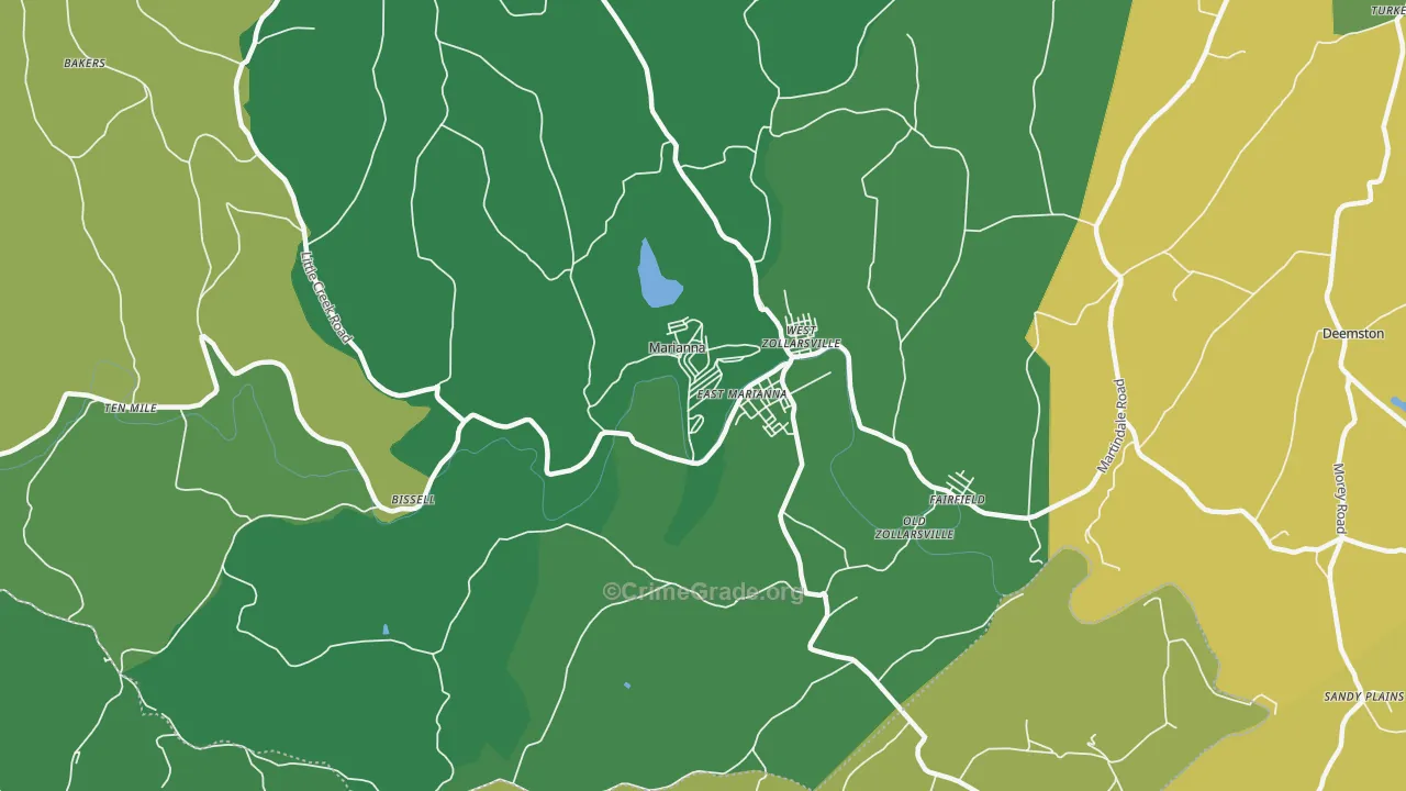 Marianna, PA Map of Vehicle Theft Rates