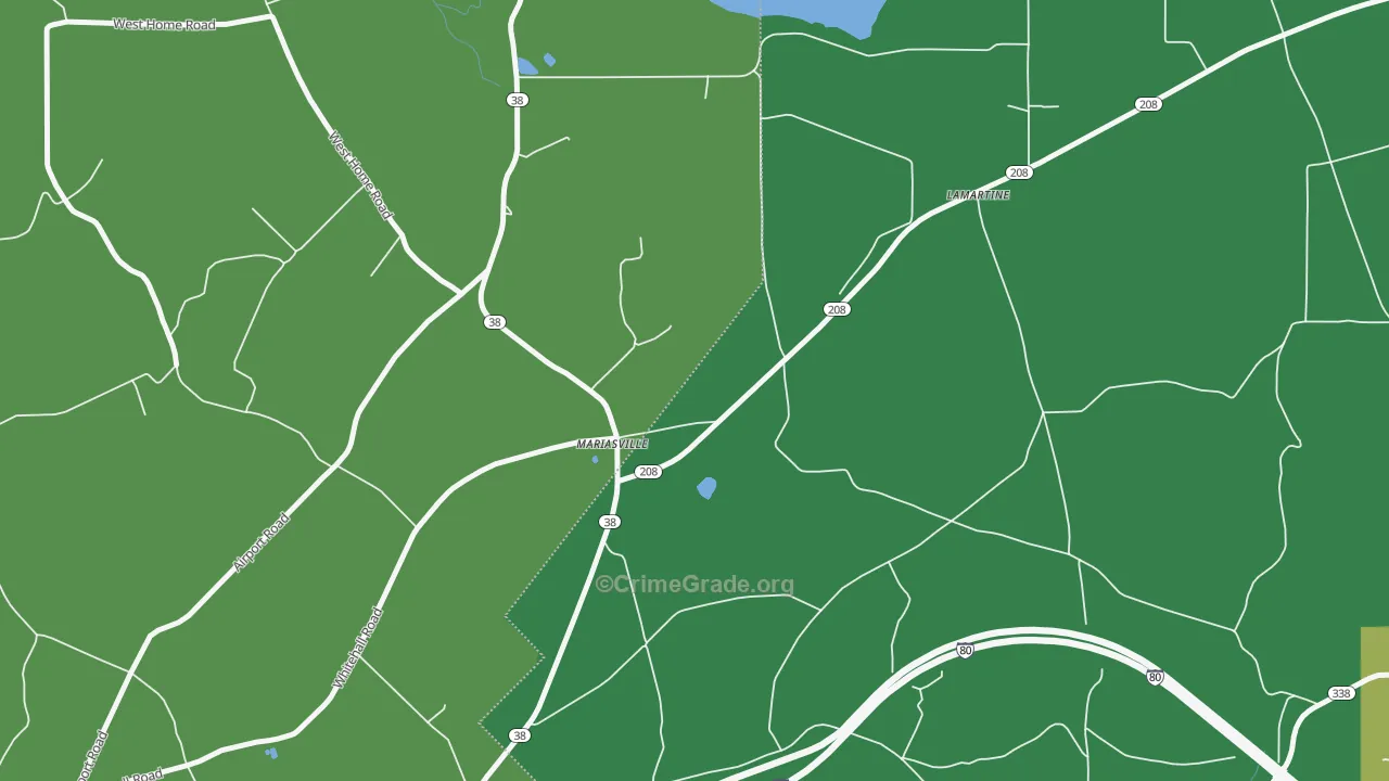 Mariasville, PA Map of Vehicle Theft Rates