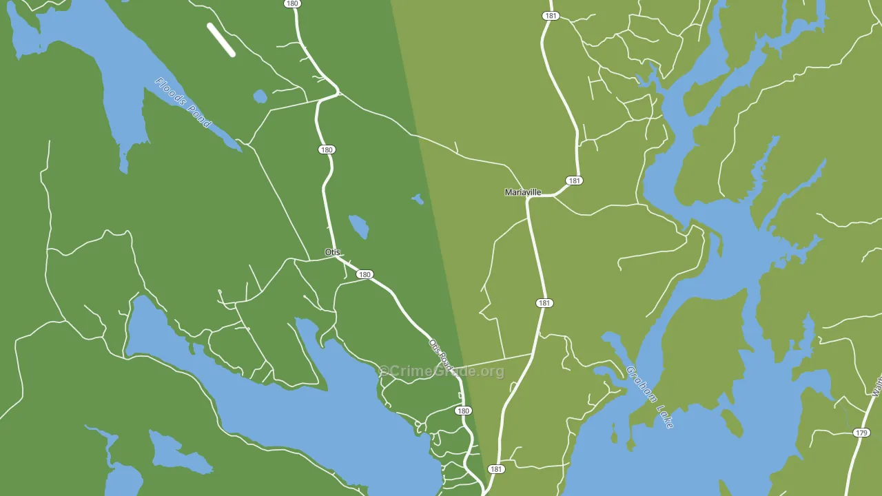 Mariaville, ME Map of Vehicle Theft Rates