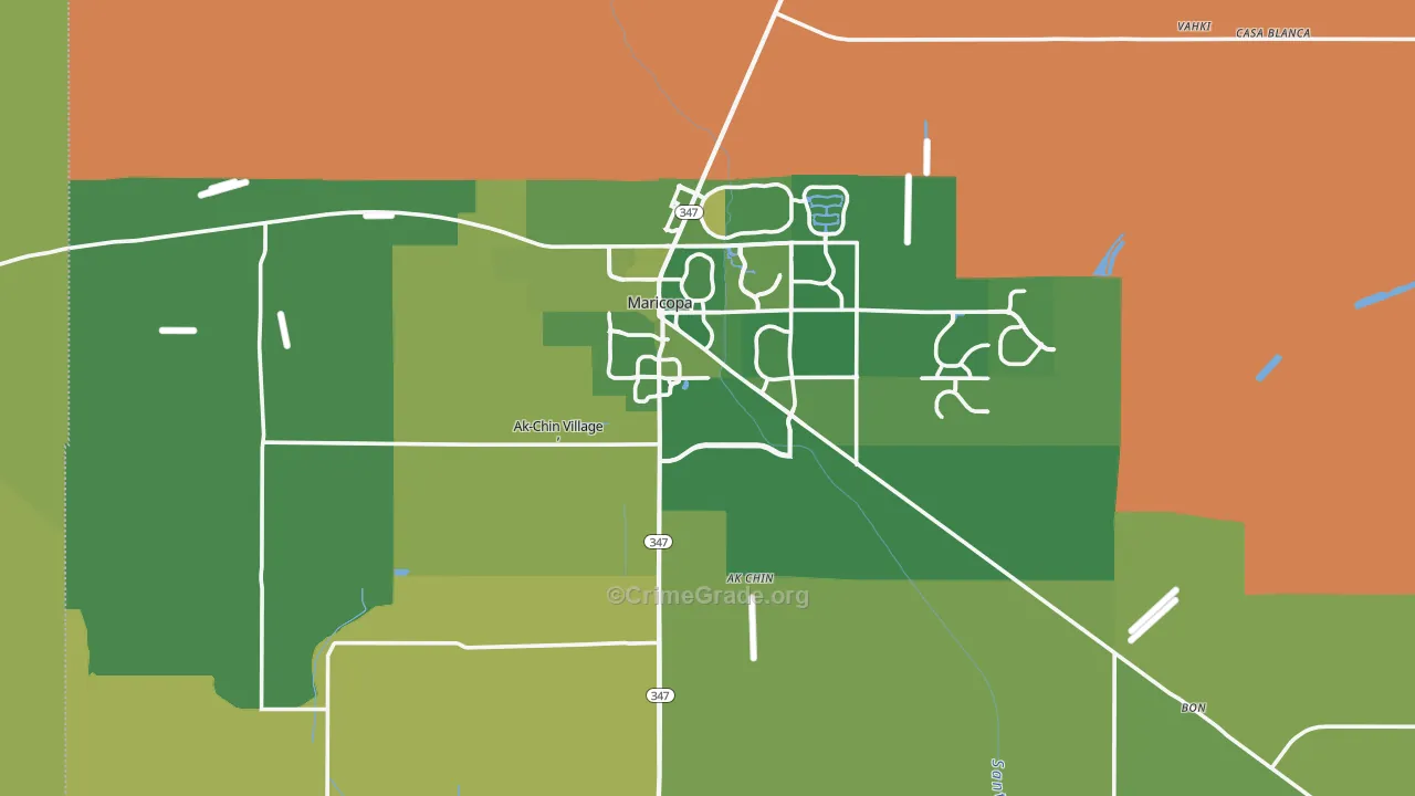 Maricopa, AZ Map of Vehicle Theft Rates
