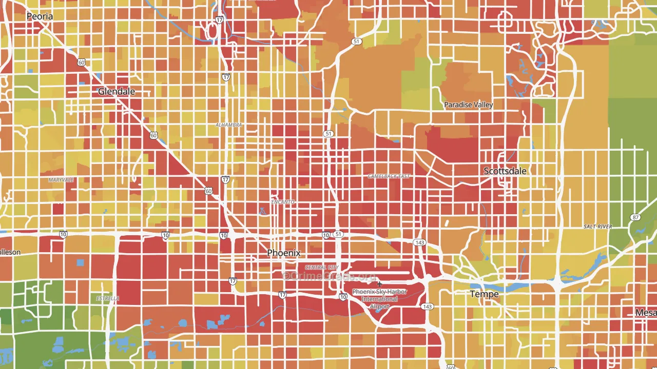 Maricopa County, AZ Map of Vehicle Theft Rates