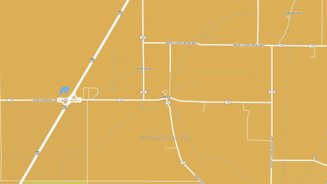 Marie, AR Map of Vehicle Theft Rates