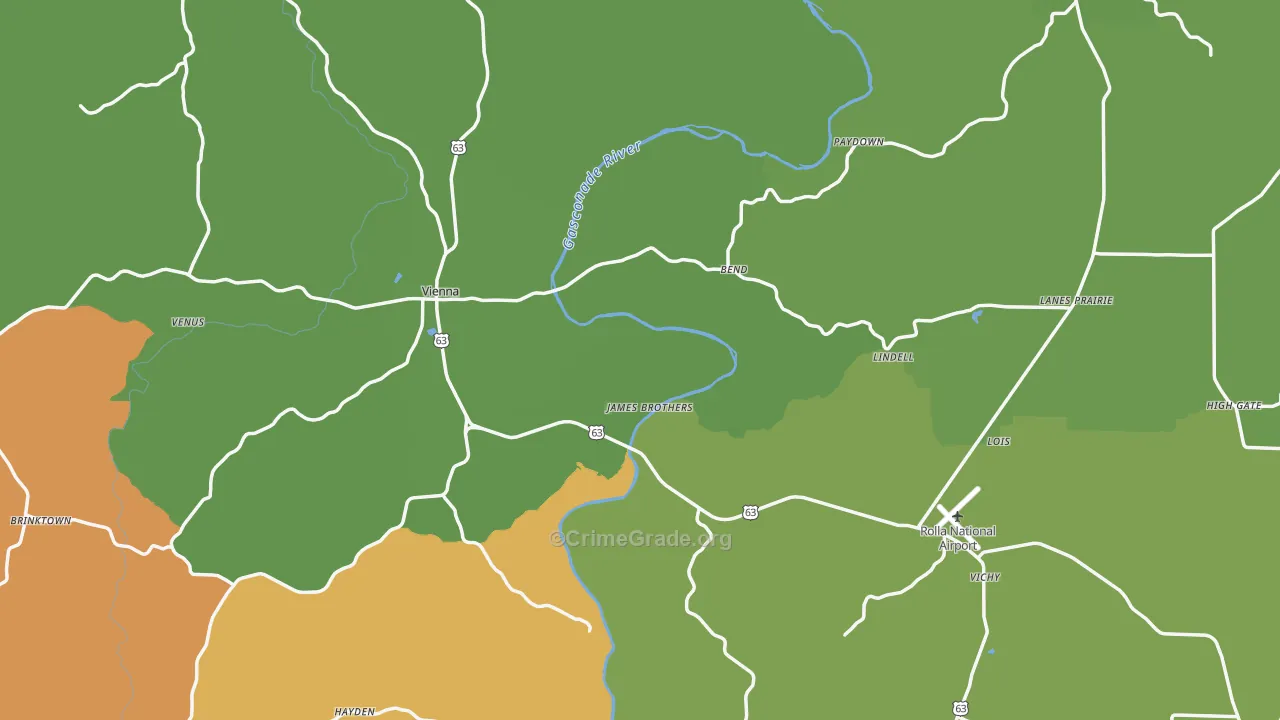 Maries County, MO Map of Vehicle Theft Rates