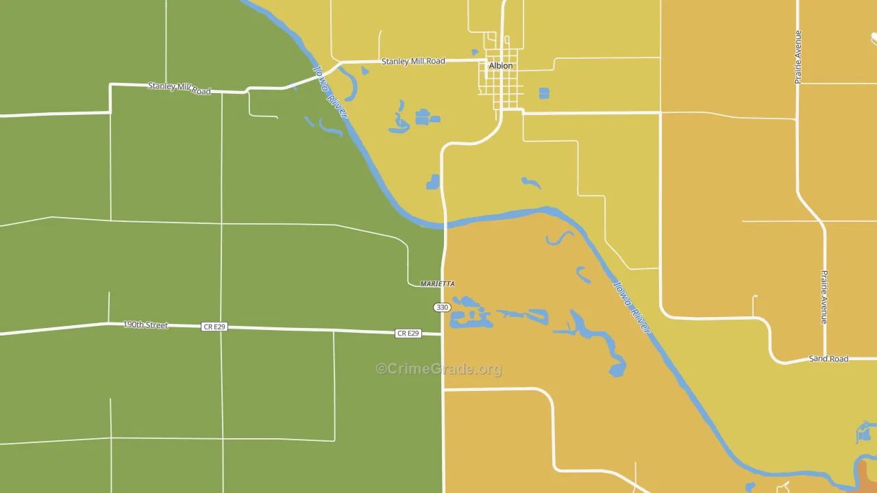 Marietta, IA Map of Vehicle Theft Rates