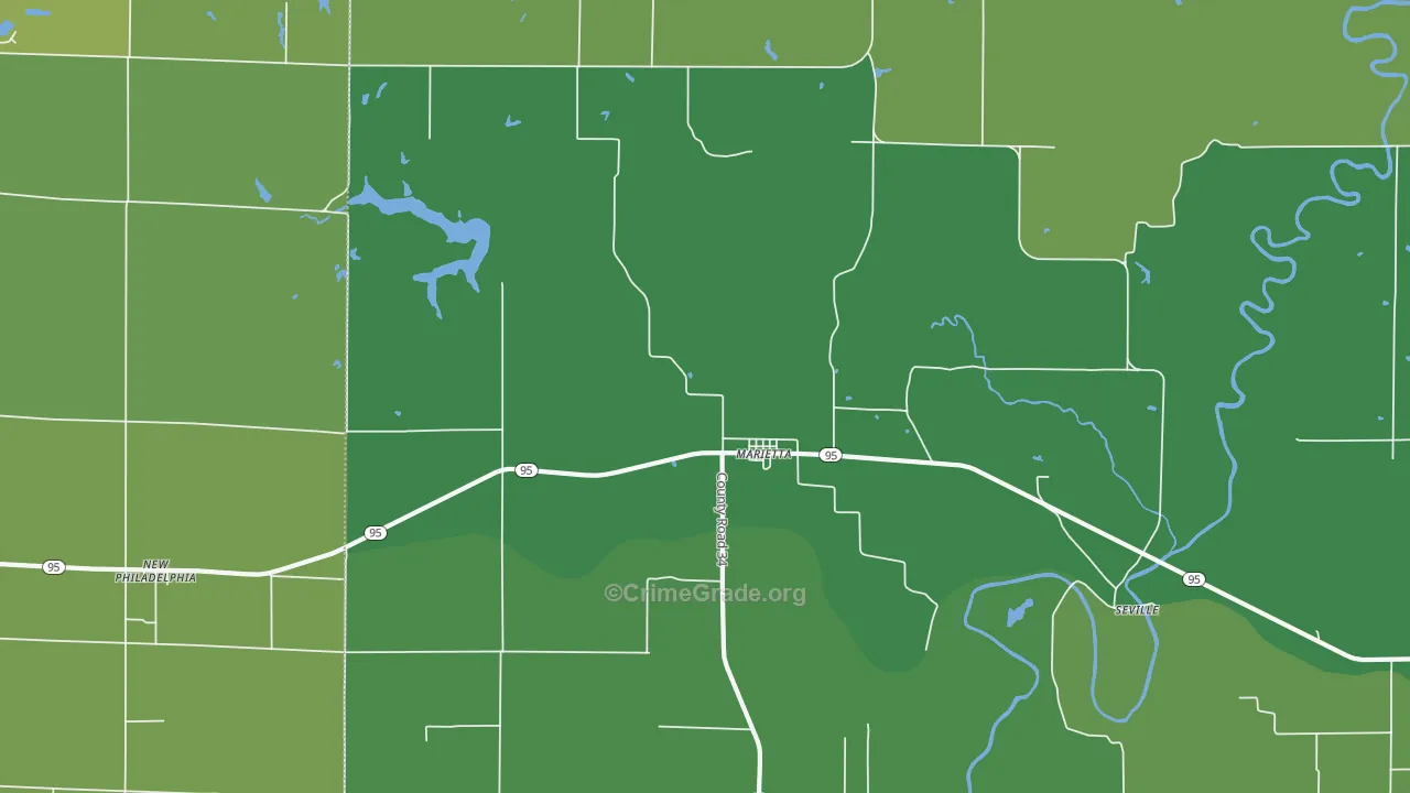 Marietta, IL Map of Vehicle Theft Rates