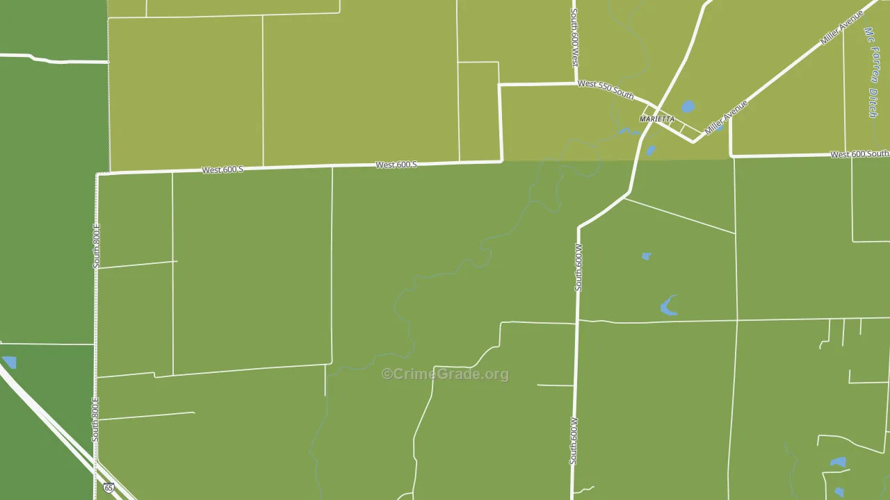 Marietta, IN Map of Vehicle Theft Rates