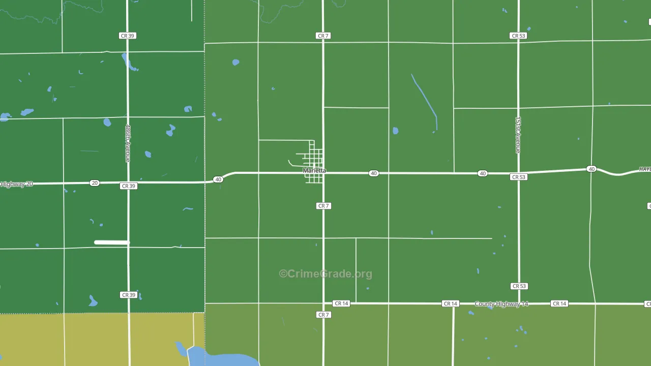 Marietta, MN Map of Vehicle Theft Rates