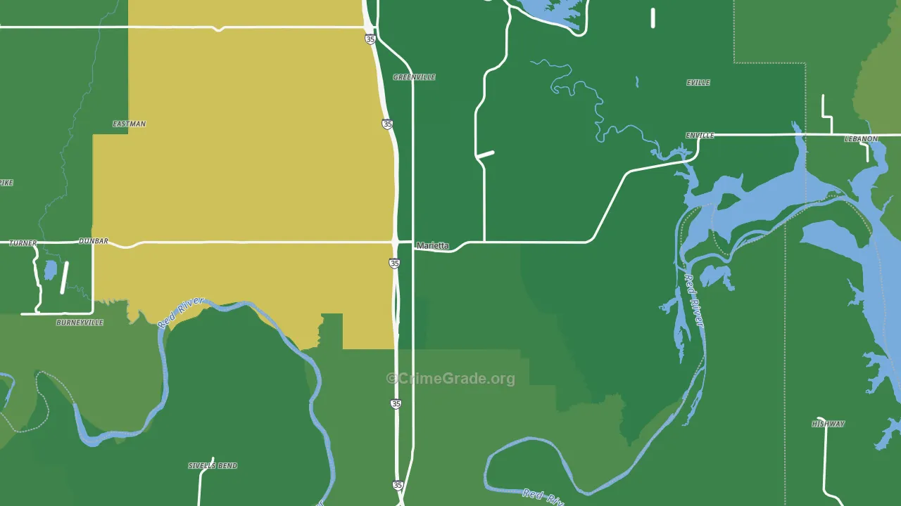 Marietta, OK Map of Vehicle Theft Rates