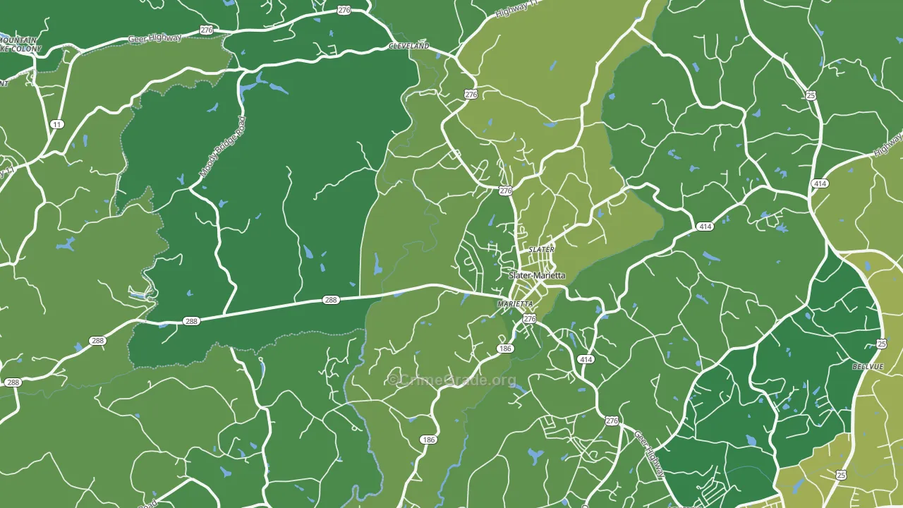 Marietta, SC Map of Vehicle Theft Rates
