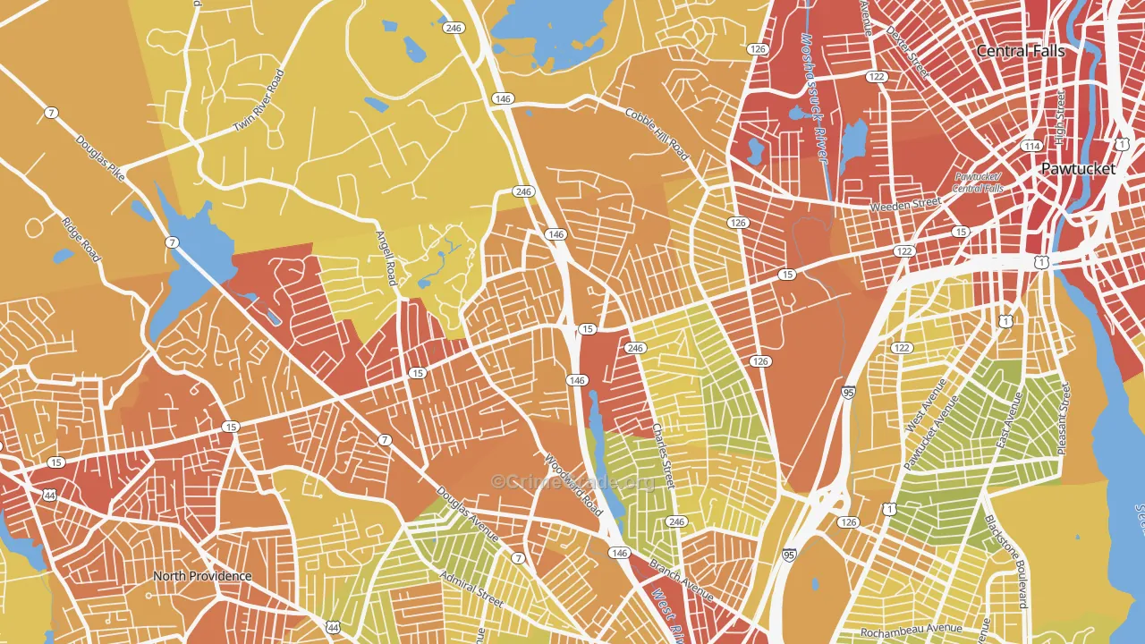 Marieville, Providence, RI Map of Vehicle Theft Rates