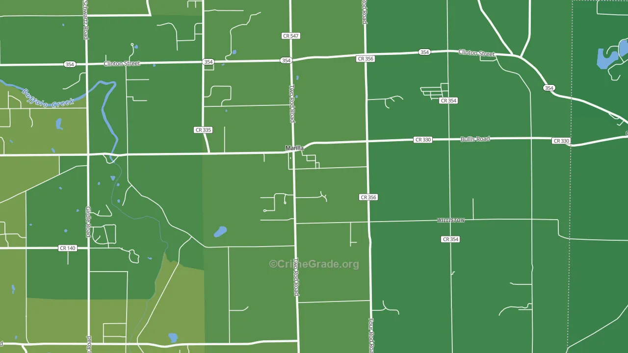 Marilla, NY Map of Vehicle Theft Rates