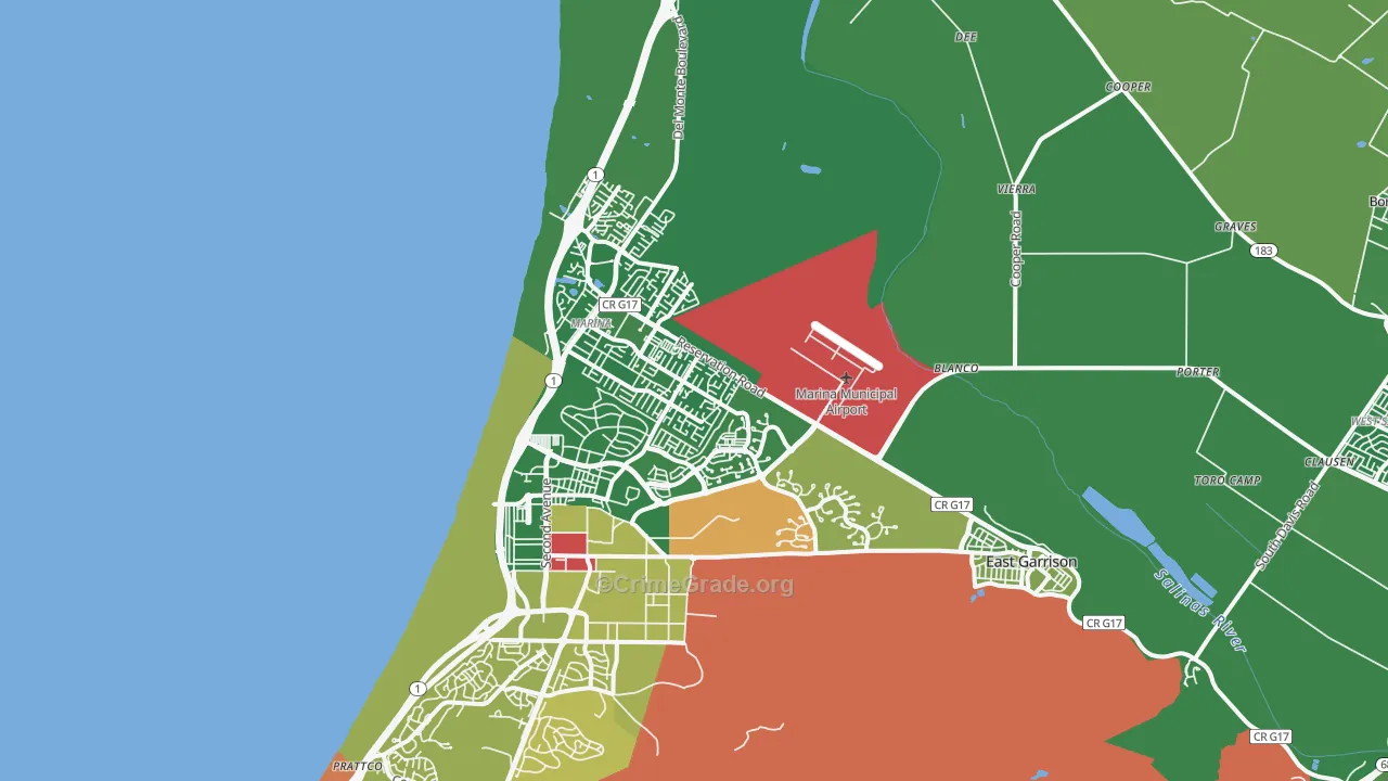 Marina, CA Map of Vehicle Theft Rates