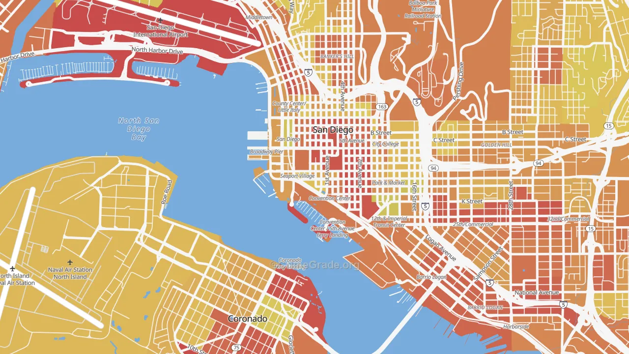 Marina, San Diego, CA Map of Vehicle Theft Rates