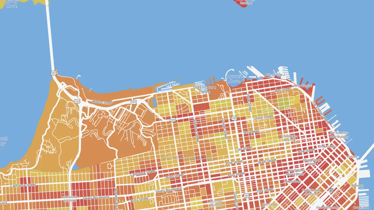 Marina-San Francisco, San Francisco, CA Map of Vehicle Theft Rates