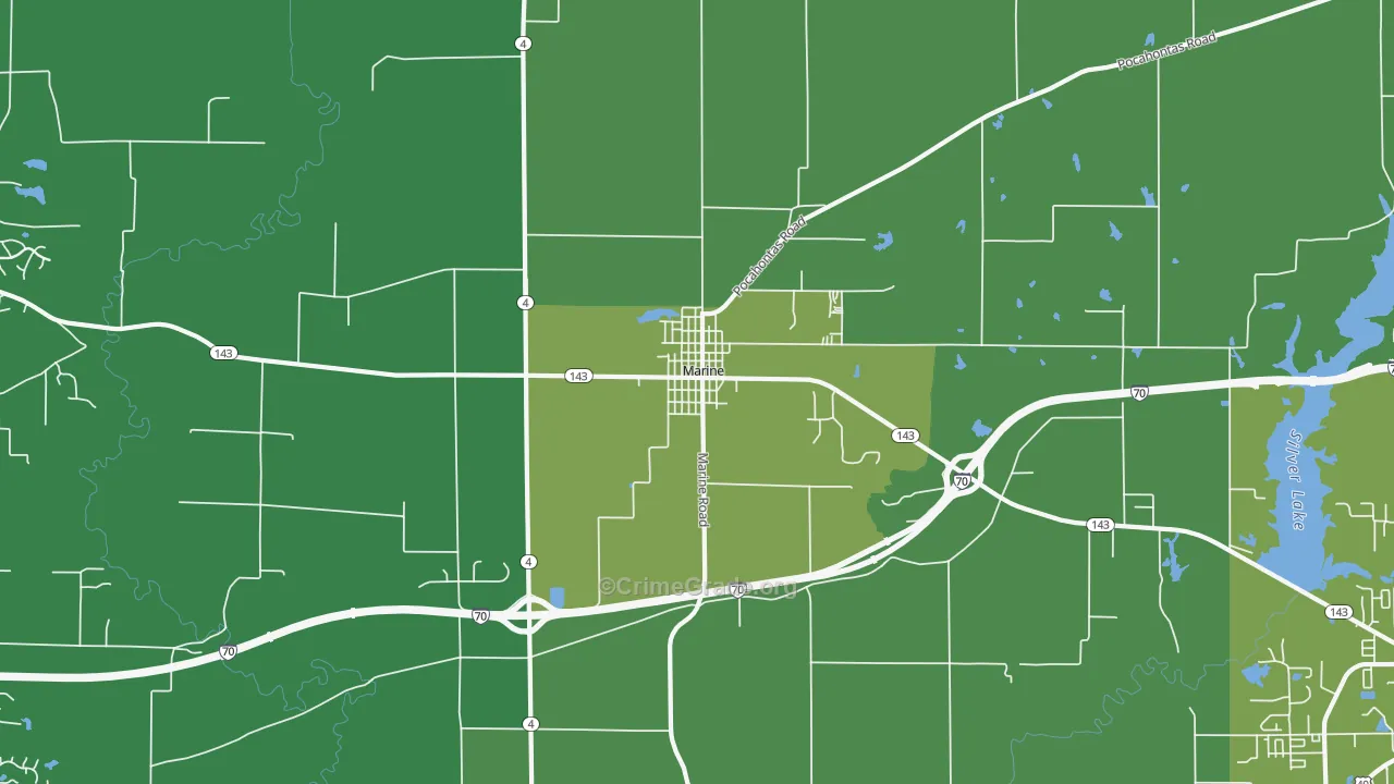 Marine, IL Map of Vehicle Theft Rates