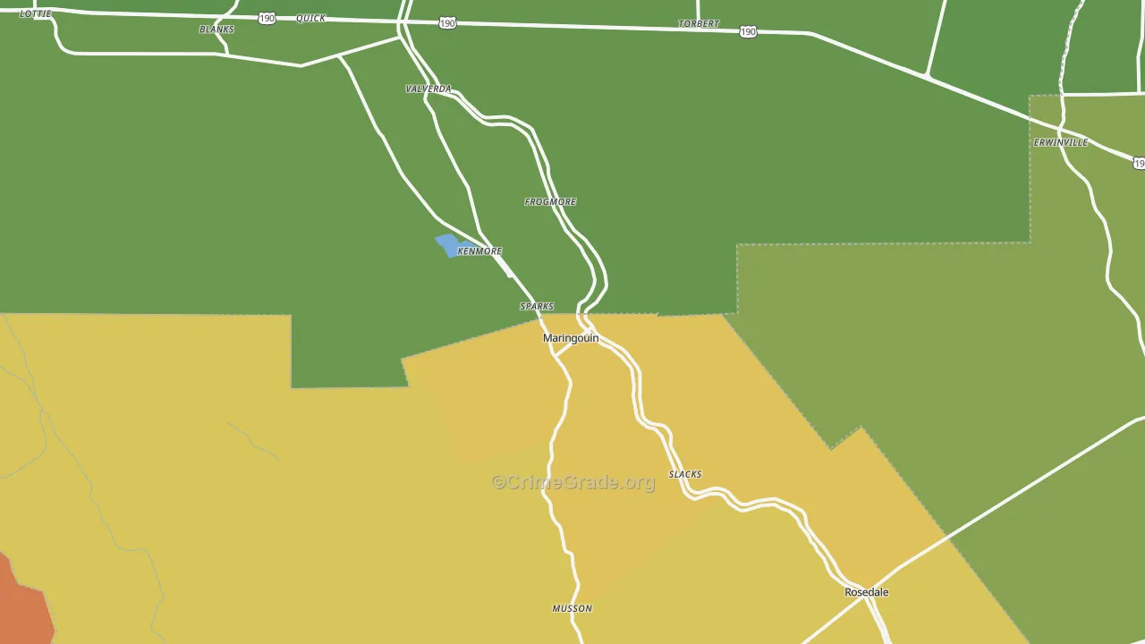 Maringouin, LA Map of Vehicle Theft Rates