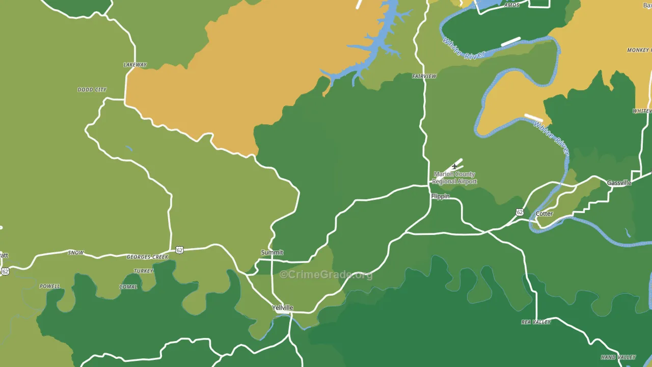 Marion County, AR Map of Vehicle Theft Rates