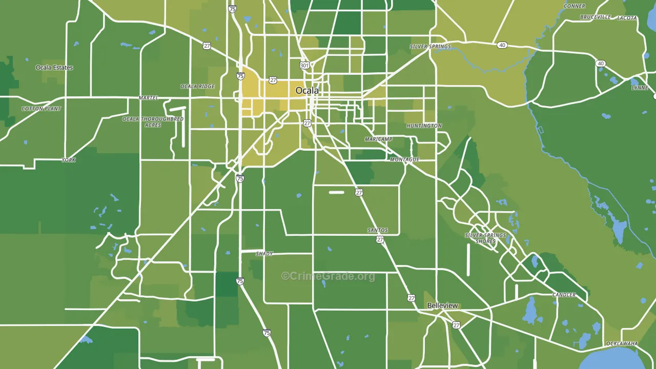 Marion County, FL Map of Vehicle Theft Rates