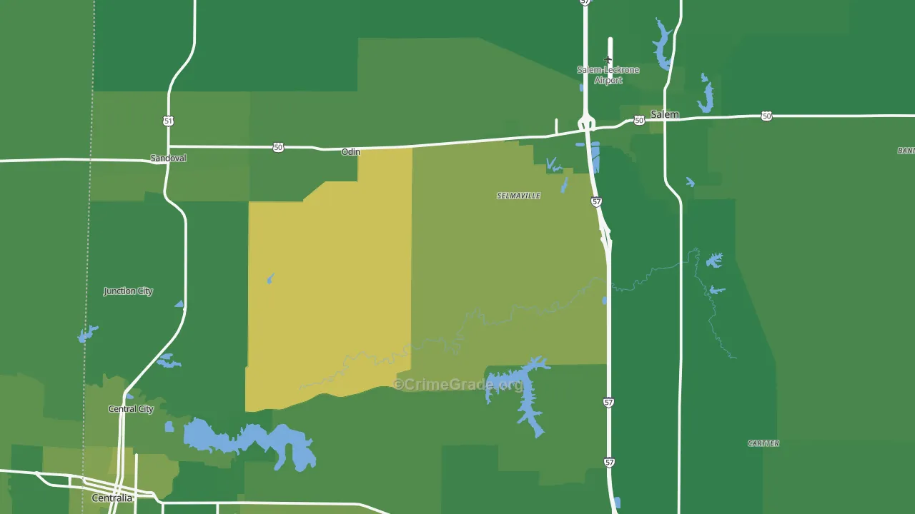Marion County, IL Map of Vehicle Theft Rates