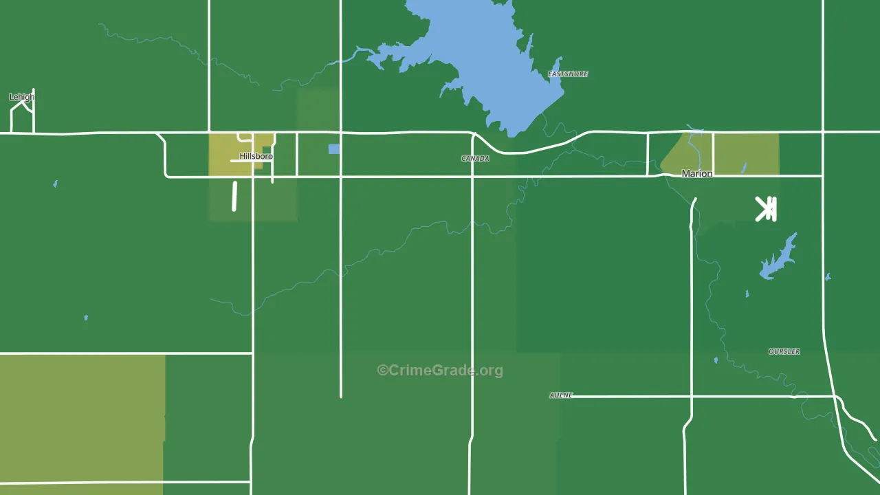 Marion County, KS Map of Vehicle Theft Rates