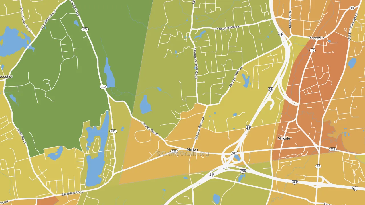 Marion, CT Map of Vehicle Theft Rates