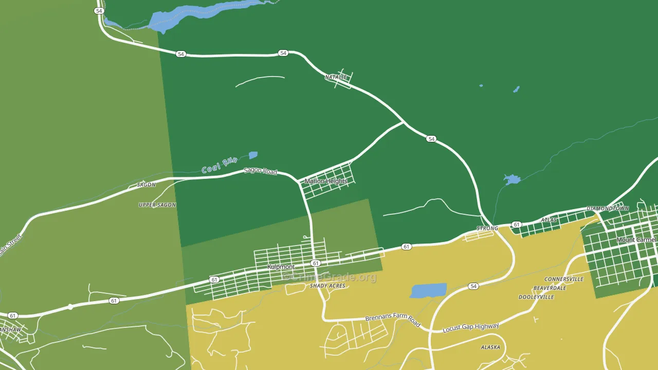 Marion Heights, PA Map of Vehicle Theft Rates