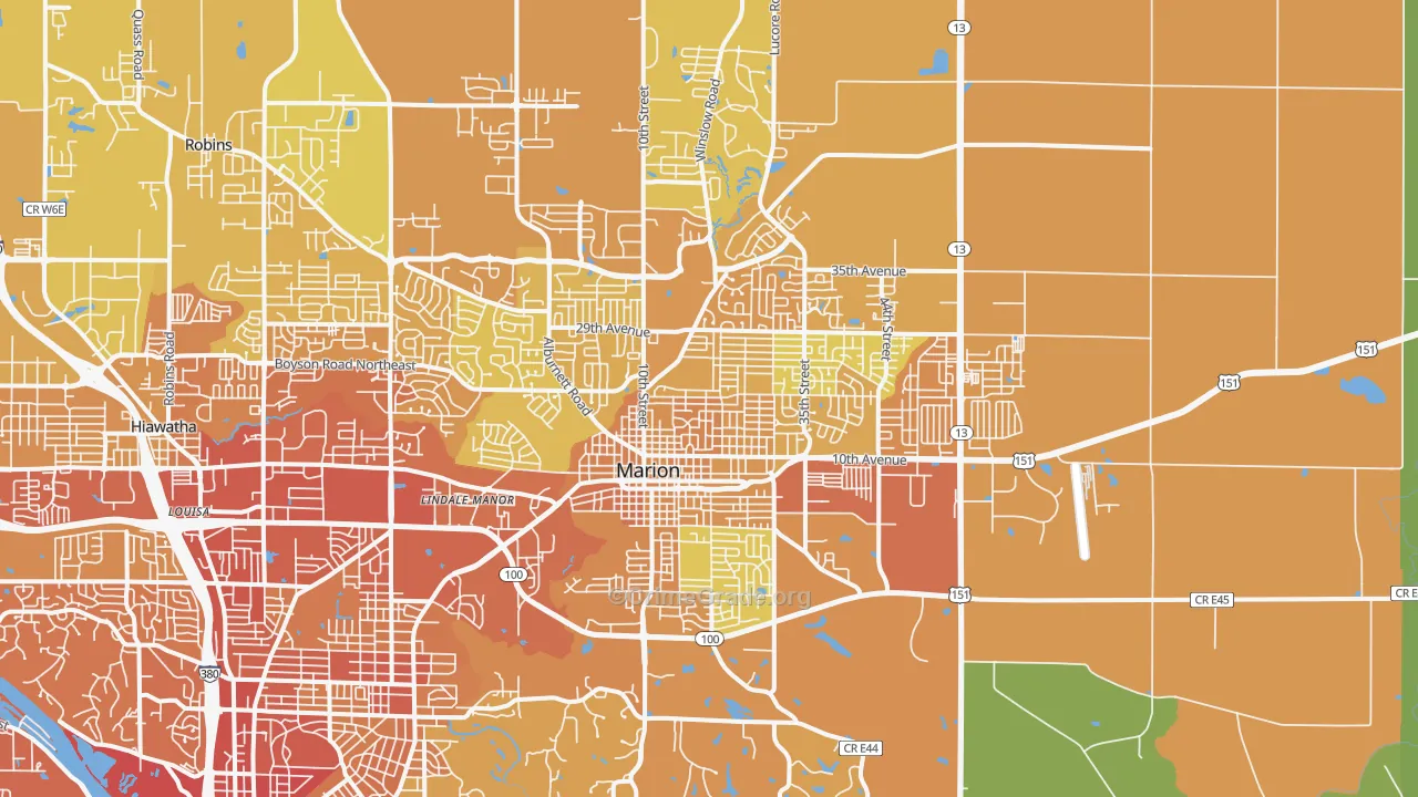 Marion, IA Map of Vehicle Theft Rates