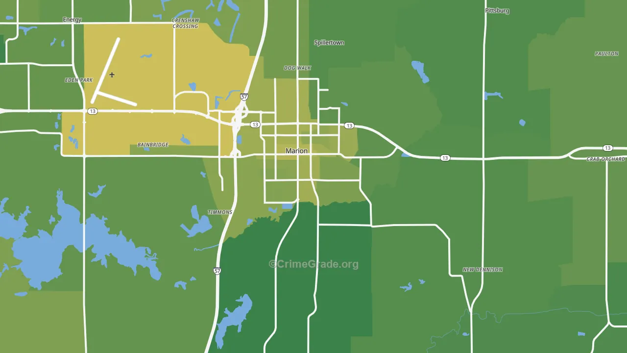 Marion, IL Map of Vehicle Theft Rates