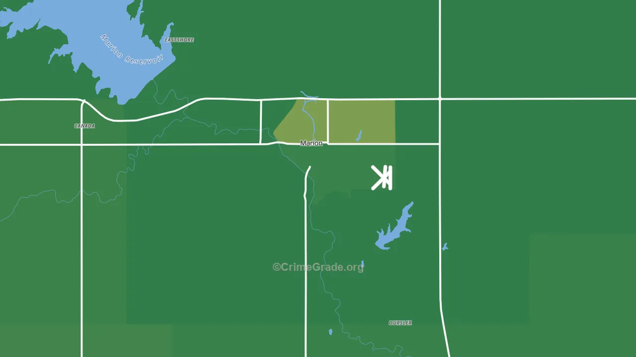 Marion, KS Map of Vehicle Theft Rates