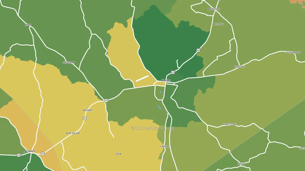 Marion, KY Map of Vehicle Theft Rates