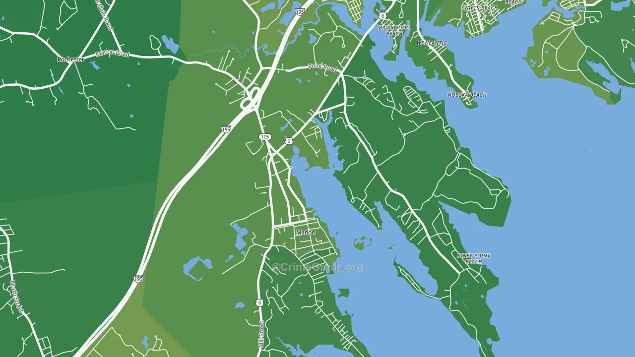 Marion, MA Map of Vehicle Theft Rates
