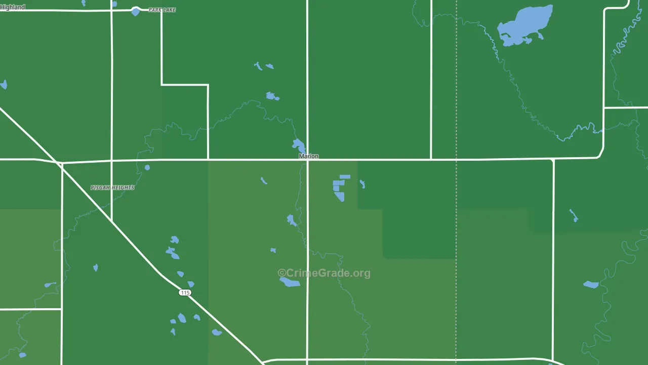 Marion, MI Map of Vehicle Theft Rates