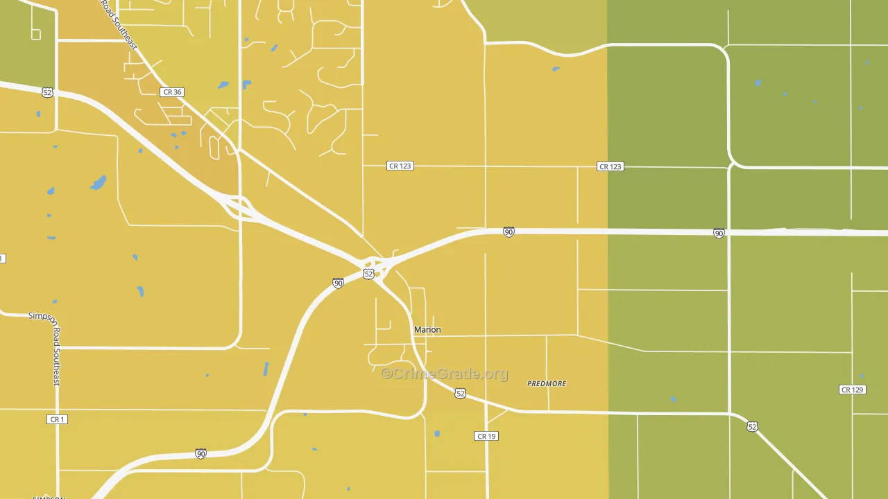 Marion, MN Map of Vehicle Theft Rates