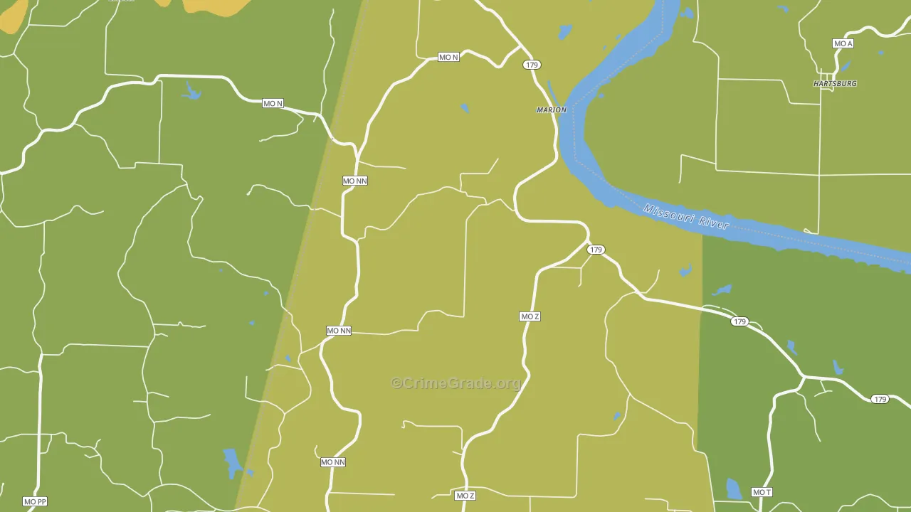 Marion, MO Map of Vehicle Theft Rates