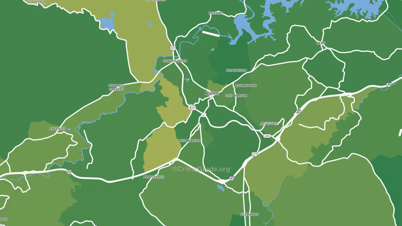 Marion, NC Map of Vehicle Theft Rates