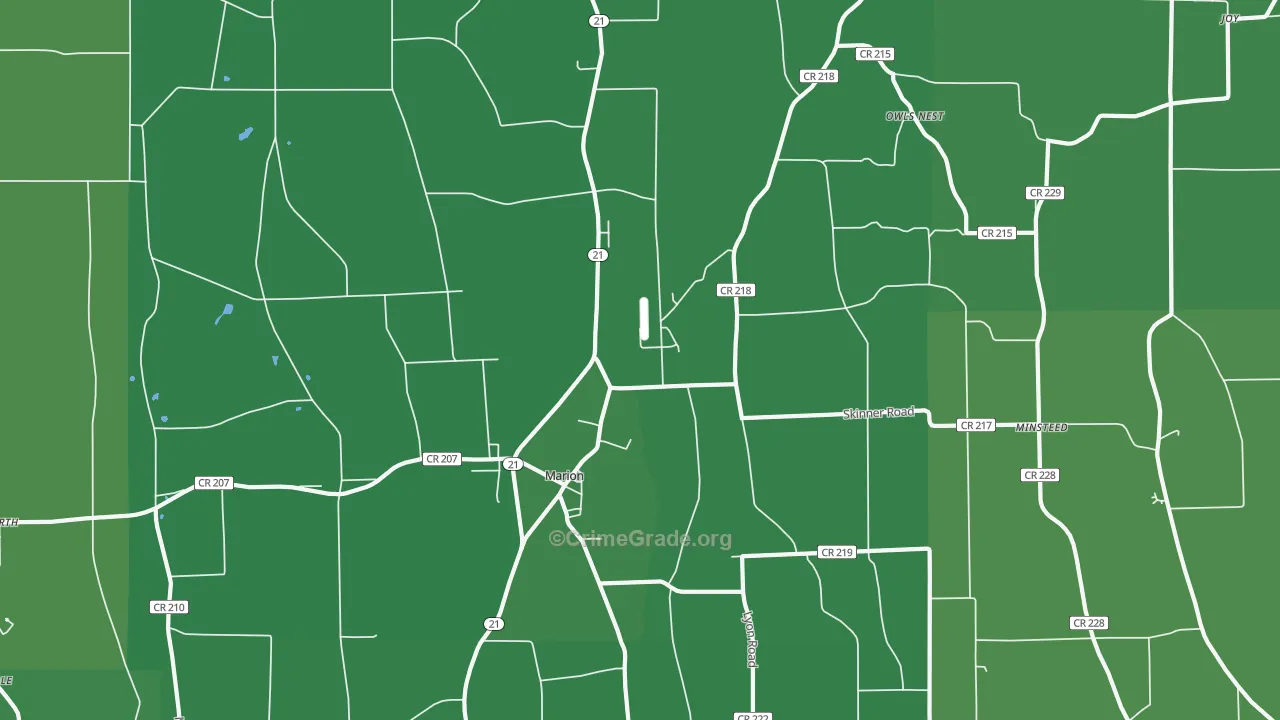 Marion, NY Map of Vehicle Theft Rates