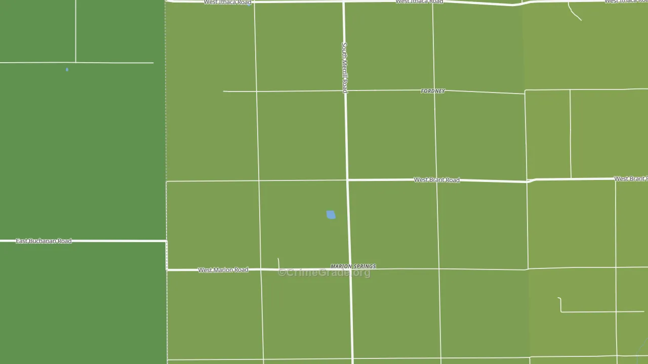 Marion Springs, MI Map of Vehicle Theft Rates