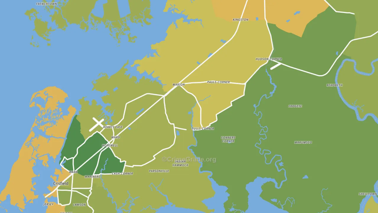 Marion Station, MD Map of Vehicle Theft Rates