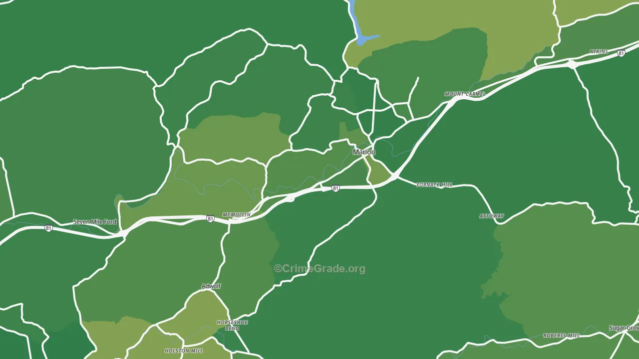 Marion, VA Map of Vehicle Theft Rates