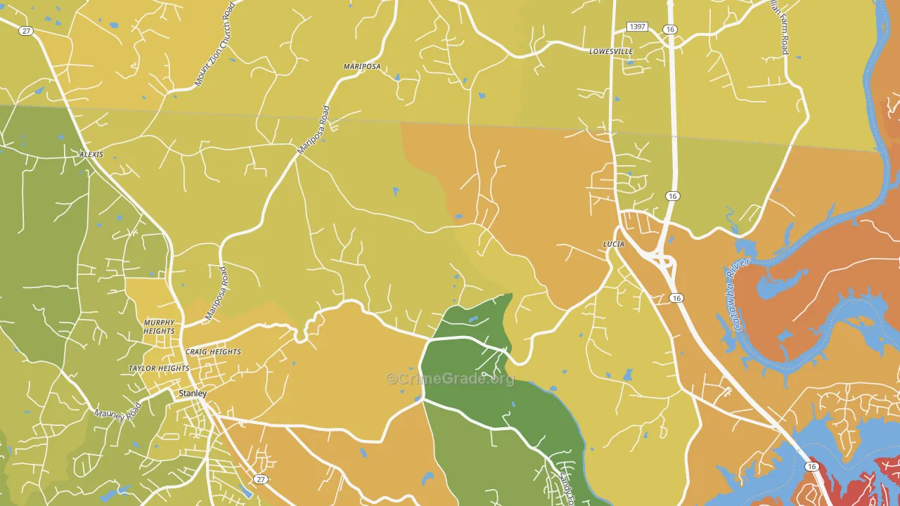 Mariposa, NC Map of Vehicle Theft Rates