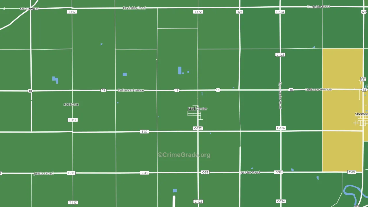 Mark Center, OH Map of Vehicle Theft Rates