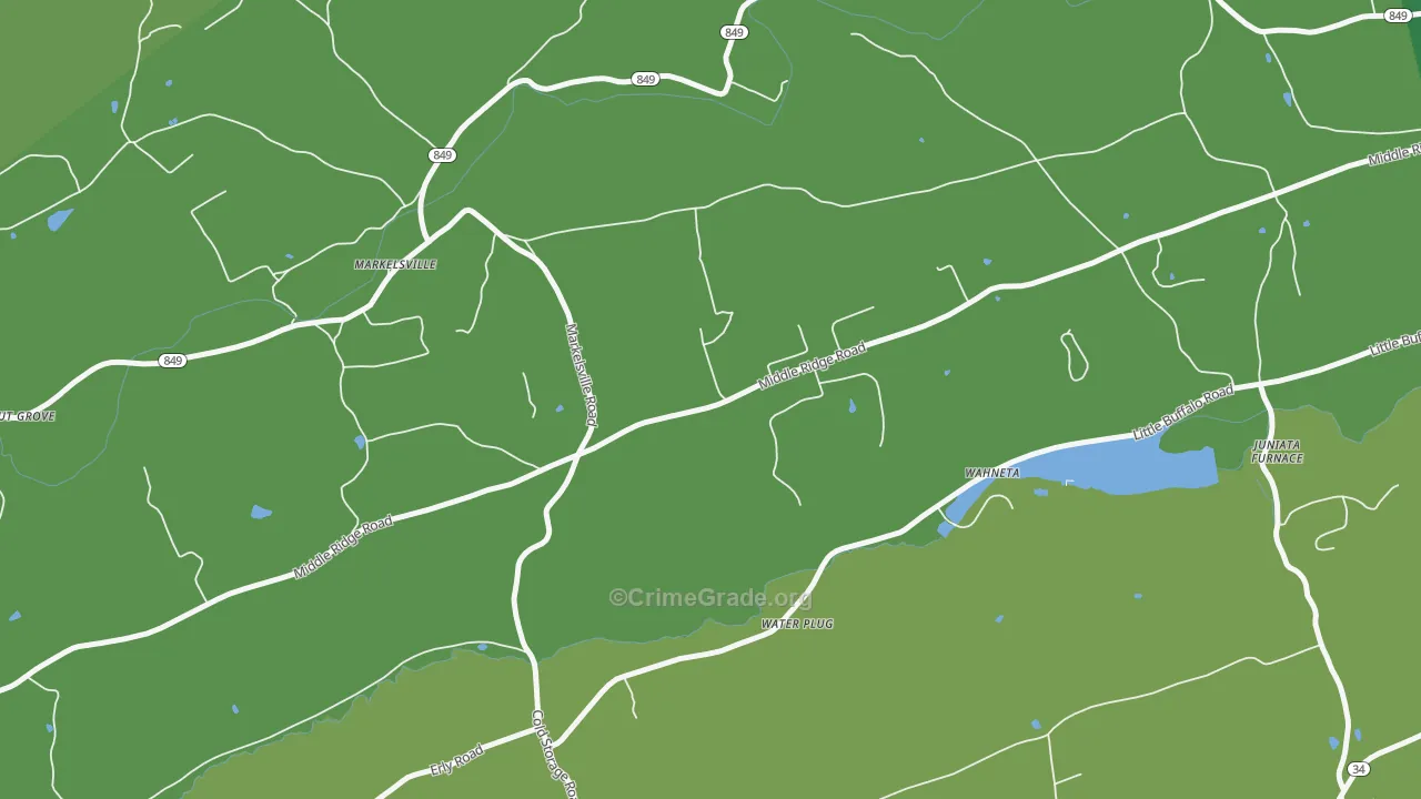 Markelsville, PA Map of Vehicle Theft Rates