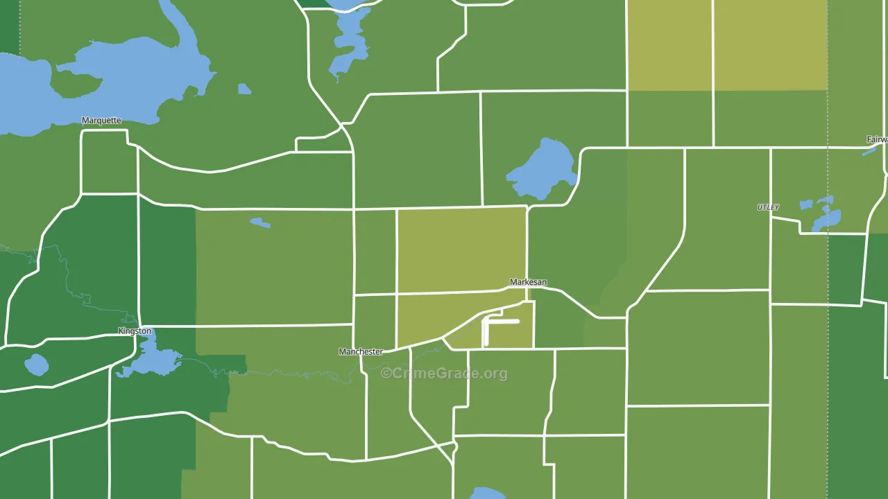 Markesan, WI Map of Vehicle Theft Rates