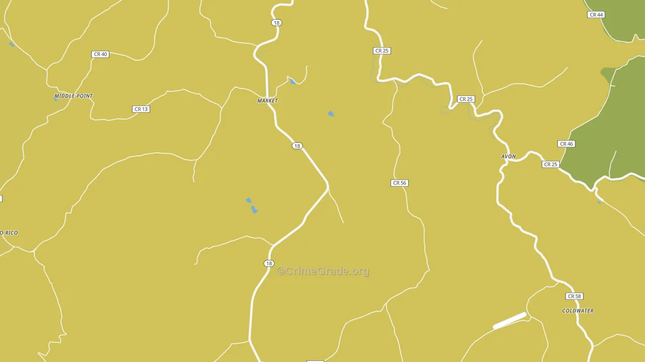Market, WV Map of Vehicle Theft Rates
