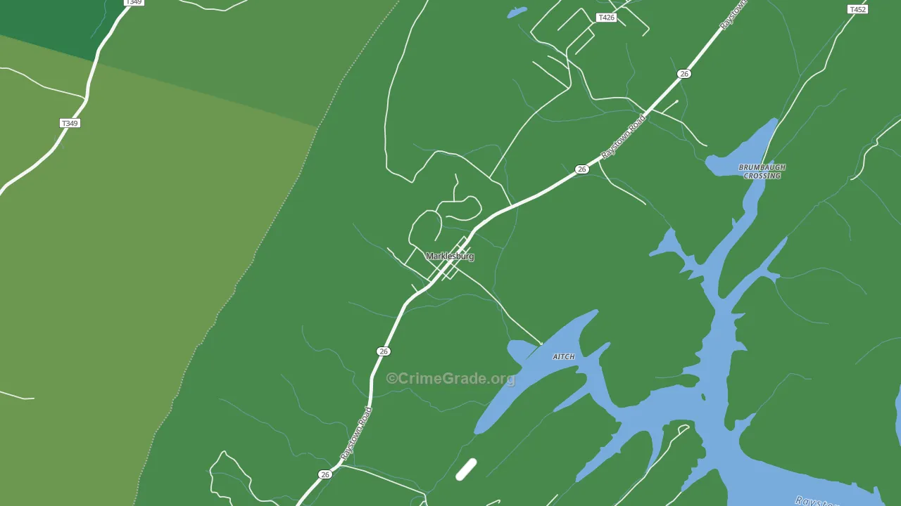 Marklesburg, PA Map of Vehicle Theft Rates