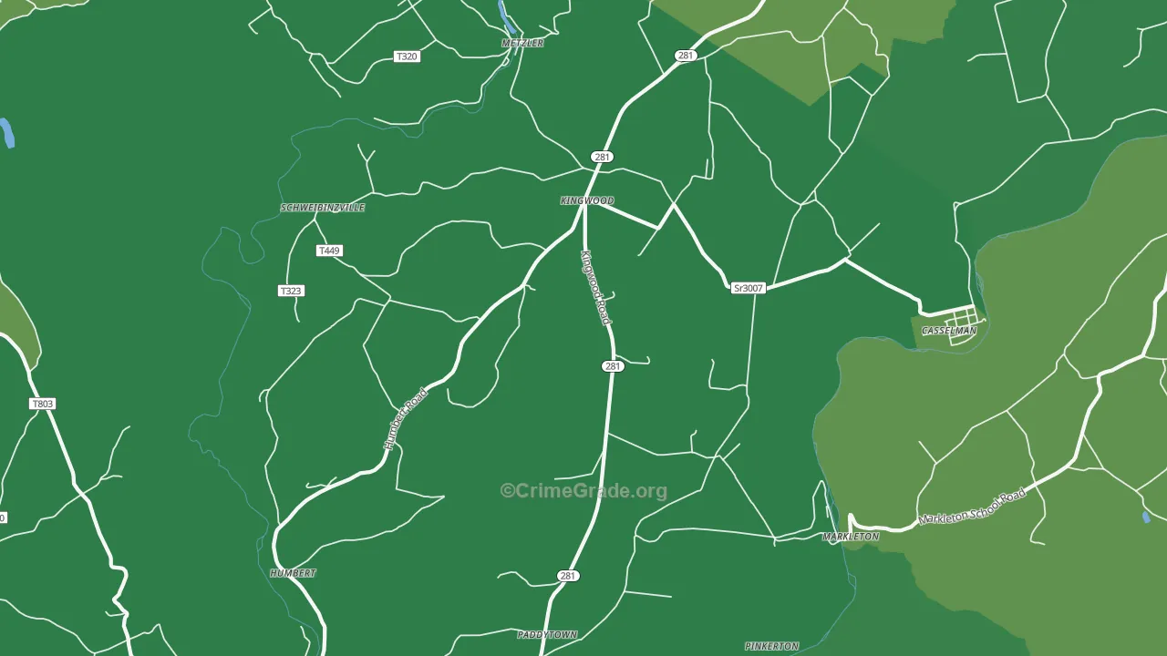 Markleton, PA Map of Vehicle Theft Rates